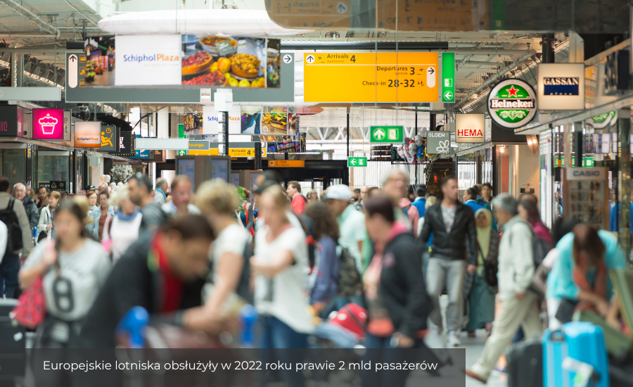 Europejskie lotniska obsłużyły w 2022 roku prawie 2 mld pasażerów